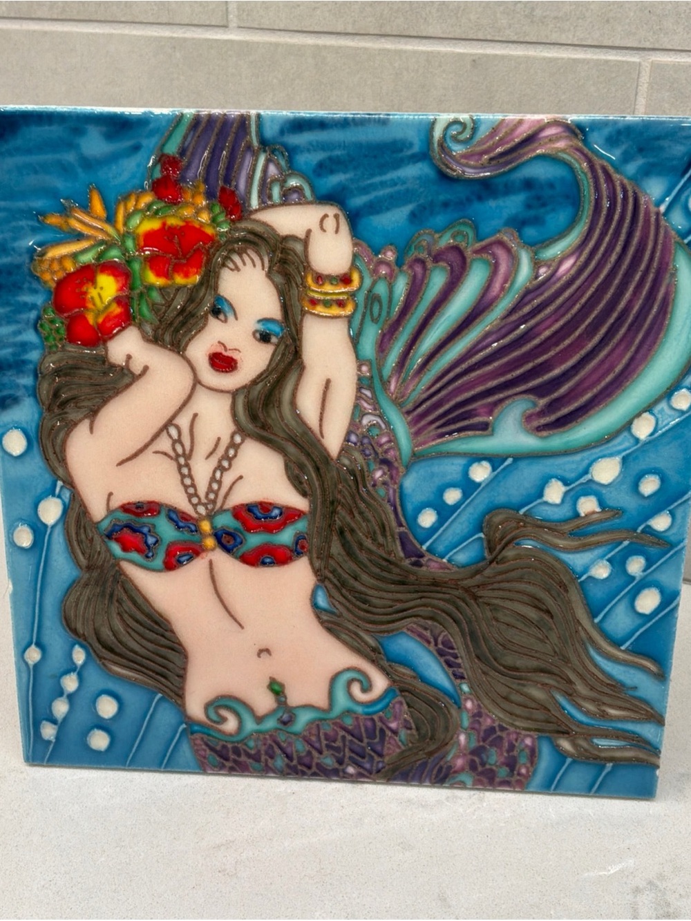 En Vogue Art on Tile Mermaid Hanging Art 8x8”